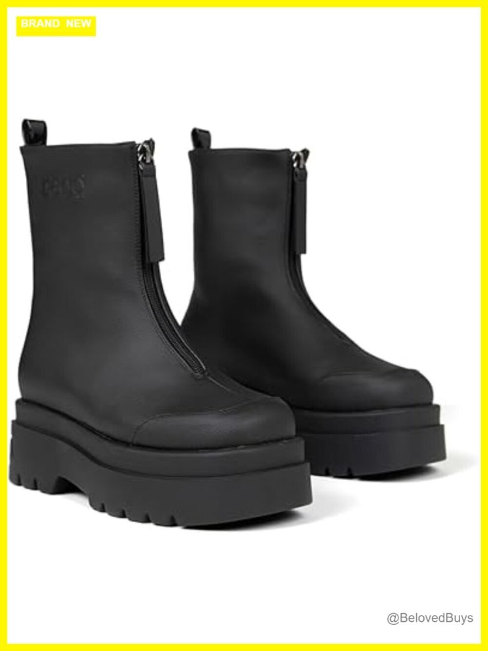 Mid Calf Chunky Platform Combat Boots with Zip